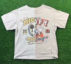 HM Divided Disney Shirt XS Mickey Mouse Goofy Split Color Block Graphic T-Shirt